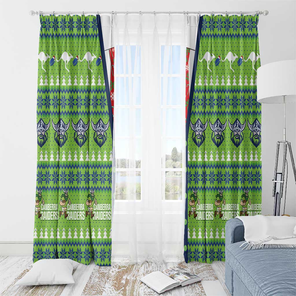 Raiders Rugby Christmas Window Curtain Merry Xmas Canberra Cardigan Style - undefined