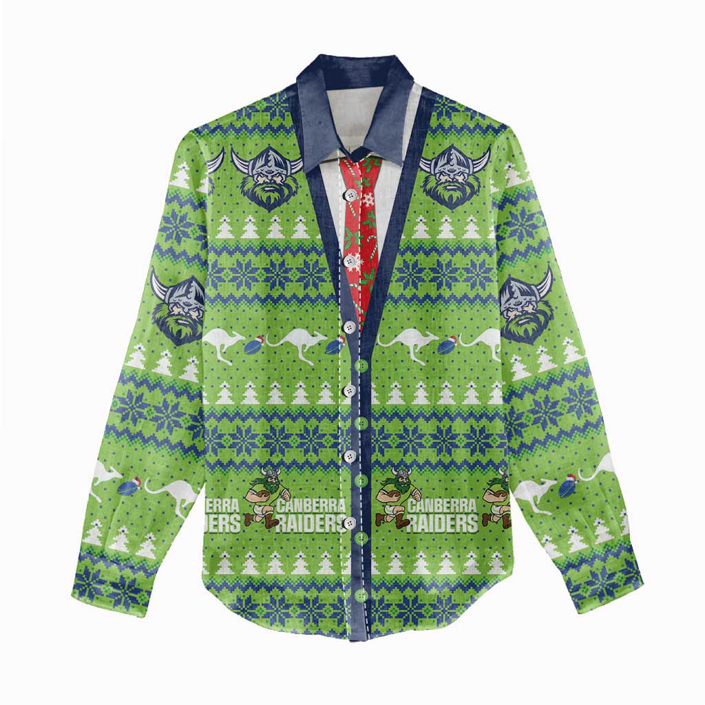 Raiders Rugby Christmas Women Casual Shirt Merry Xmas Canberra Cardigan Style - Aussie Hoodie