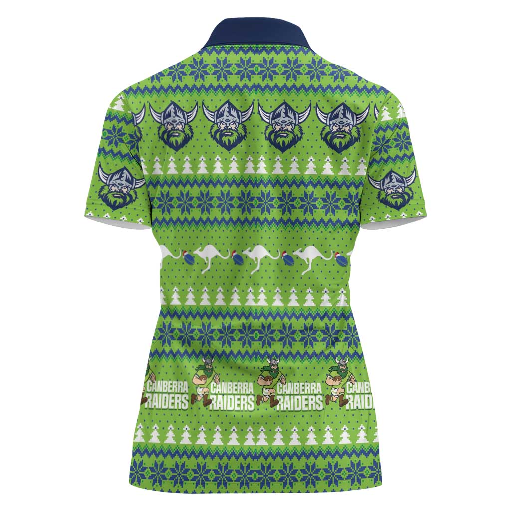 Raiders Rugby Christmas Women Polo Shirt Merry Xmas Canberra Cardigan Style - Aussie Hoodie