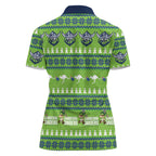 Raiders Rugby Christmas Women Polo Shirt Merry Xmas Canberra Cardigan Style - Aussie Hoodie