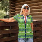 Raiders Rugby Christmas Women Polo Shirt Merry Xmas Canberra Cardigan Style - Aussie Hoodie