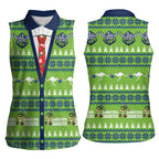 Raiders Rugby Christmas Women Sleeveless Polo Shirt Merry Xmas Canberra Cardigan Style - Aussie Hoodie