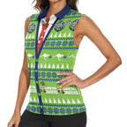 Raiders Rugby Christmas Women Sleeveless Polo Shirt Merry Xmas Canberra Cardigan Style - Aussie Hoodie