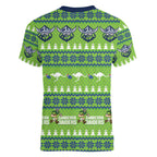 Raiders Rugby Christmas Women V-Neck T-Shirt Merry Xmas Canberra Cardigan Style - Aussie Hoodie