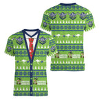 Raiders Rugby Christmas Women V-Neck T-Shirt Merry Xmas Canberra Cardigan Style - Aussie Hoodie