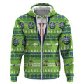 Raiders Rugby Christmas Zip Hoodie Merry Xmas Canberra Cardigan Style - Aussie Hoodie