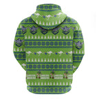Raiders Rugby Christmas Zip Hoodie Merry Xmas Canberra Cardigan Style - Aussie Hoodie