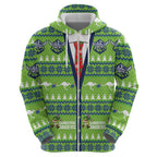 Raiders Rugby Christmas Zip Hoodie Merry Xmas Canberra Cardigan Style - Aussie Hoodie