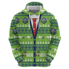 Raiders Rugby Christmas Zip Hoodie Merry Xmas Canberra Cardigan Style - Aussie Hoodie