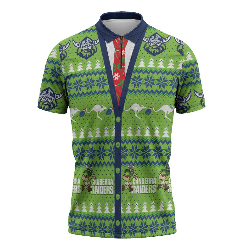 Raiders Rugby Christmas Zipper Polo Shirt Merry Xmas Canberra Cardigan Style - Aussie Hoodie