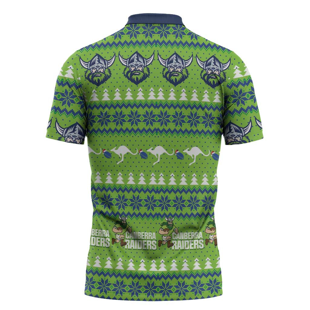 Raiders Rugby Christmas Zipper Polo Shirt Merry Xmas Canberra Cardigan Style - Aussie Hoodie