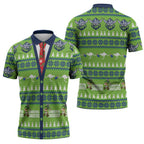 Raiders Rugby Christmas Zipper Polo Shirt Merry Xmas Canberra Cardigan Style - Aussie Hoodie