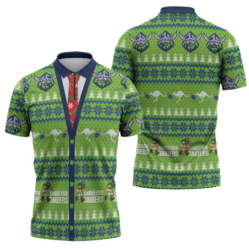 Raiders Rugby Christmas Zipper Polo Shirt Merry Xmas Canberra Cardigan Style - Aussie Hoodie