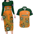 australia-rugby-couples-matching-long-sleeve-bodycon-dress-and-hawaiian-shirt-wallabies-2023-indigenous-art