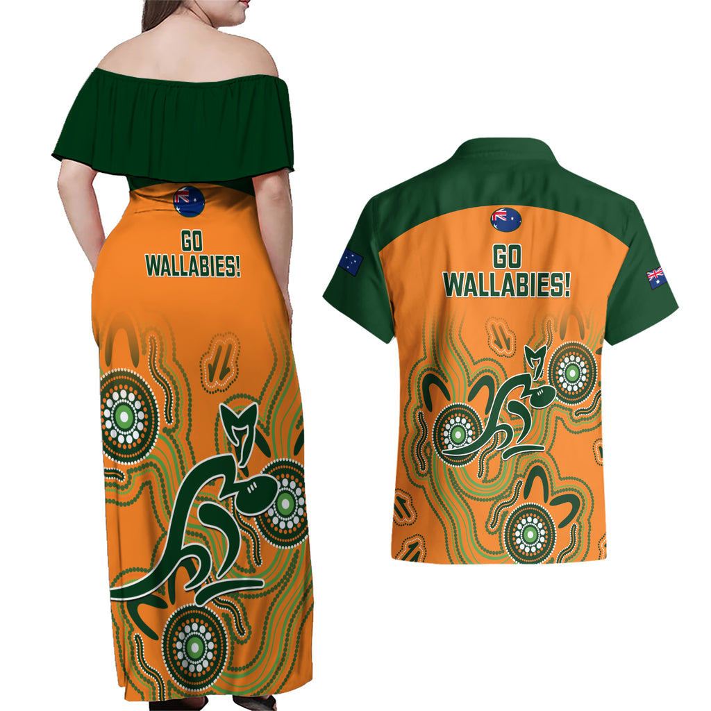 australia-rugby-couples-matching-off-shoulder-maxi-dress-and-hawaiian-shirt-wallabies-2023-indigenous-art