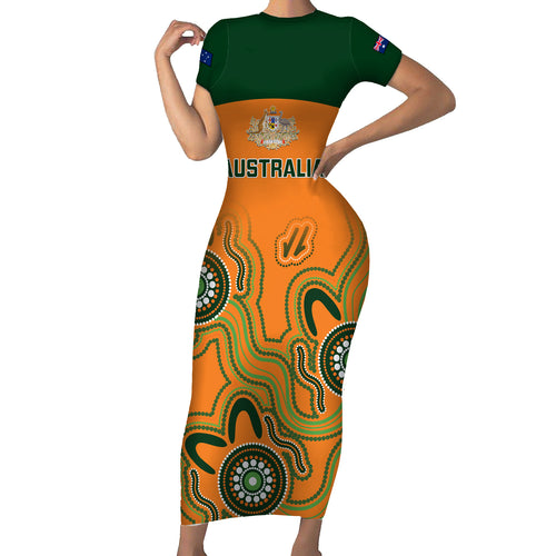 australia-rugby-family-matching-short-sleeve-bodycon-dress-and-hawaiian-shirt-wallabies-2023-indigenous-art