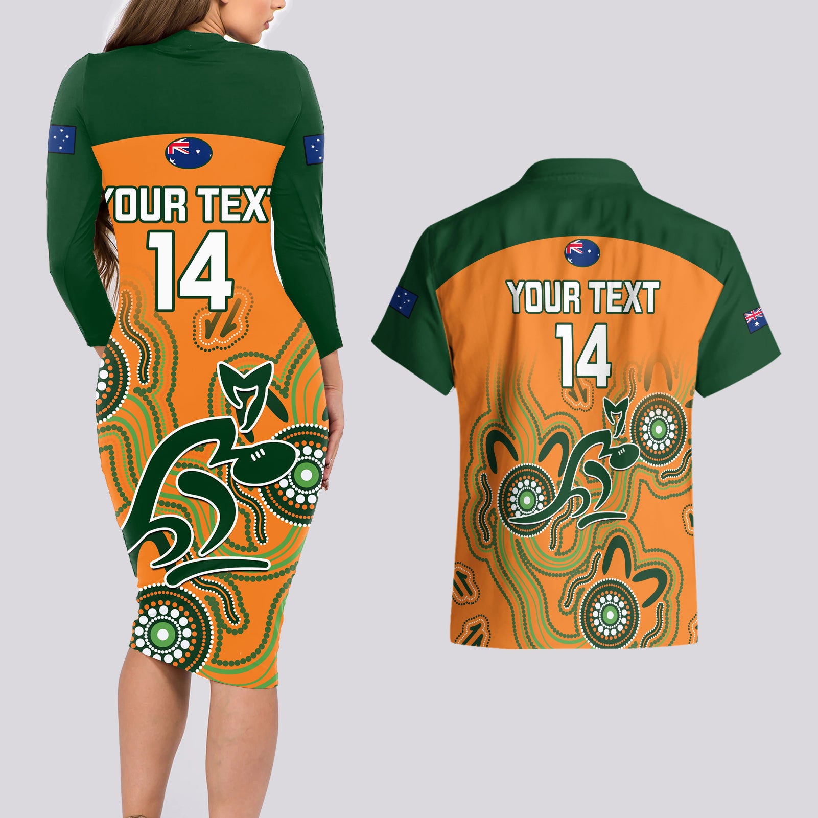 custom-australia-rugby-couples-matching-long-sleeve-bodycon-dress-and-hawaiian-shirt-wallabies-2023-indigenous-art