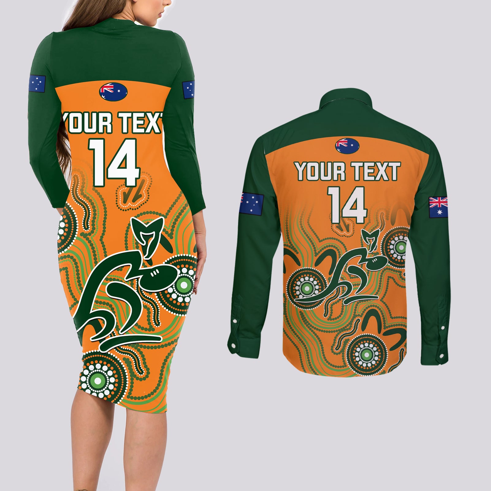 custom-australia-rugby-couples-matching-long-sleeve-bodycon-dress-and-long-sleeve-button-shirts-wallabies-2023-indigenous-art