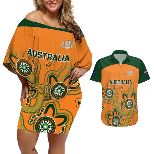 custom-australia-rugby-couples-matching-off-shoulder-short-dress-and-hawaiian-shirt-wallabies-2023-indigenous-art