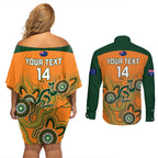 custom-australia-rugby-couples-matching-off-shoulder-short-dress-and-long-sleeve-button-shirts-wallabies-2023-indigenous-art