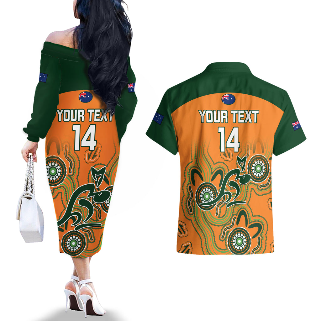 custom-australia-rugby-couples-matching-off-the-shoulder-long-sleeve-dress-and-hawaiian-shirt-wallabies-2023-indigenous-art