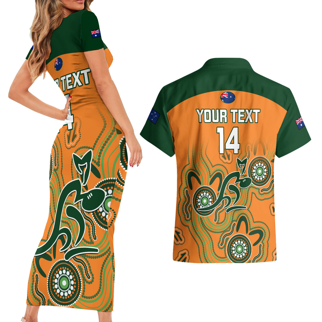 custom-australia-rugby-couples-matching-short-sleeve-bodycon-dress-and-hawaiian-shirt-wallabies-2023-indigenous-art