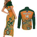custom-australia-rugby-couples-matching-short-sleeve-bodycon-dress-and-long-sleeve-button-shirts-wallabies-2023-indigenous-art
