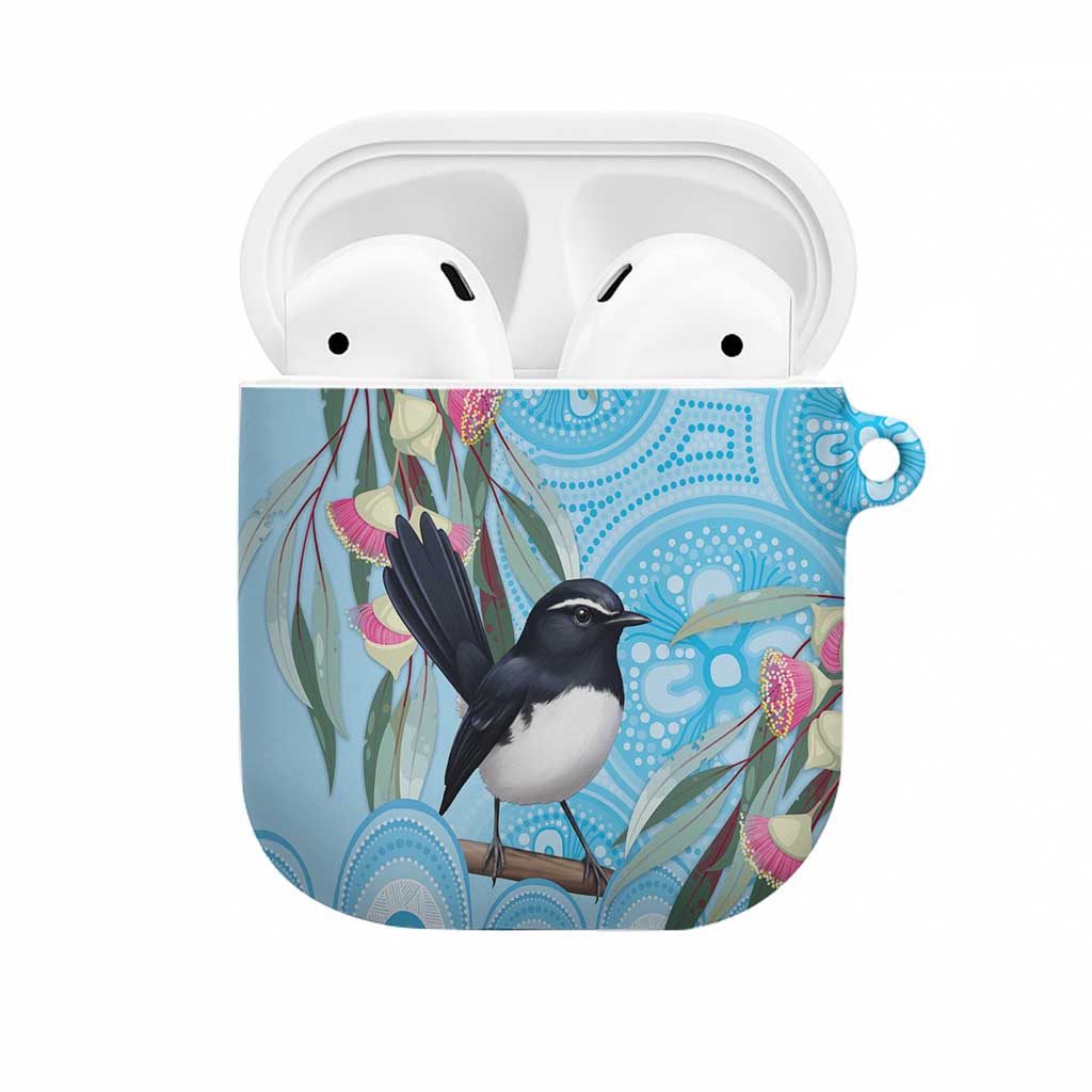 Willie wagtail Australia AirPods Case Eucalyptus Blossoms Aboriginal Art - Aussie Hoodie