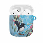 Willie wagtail Australia AirPods Case Eucalyptus Blossoms Aboriginal Art - Aussie Hoodie
