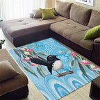 Willie wagtail Australia Area Rug Eucalyptus Blossoms Aboriginal Art - Aussie Hoodie