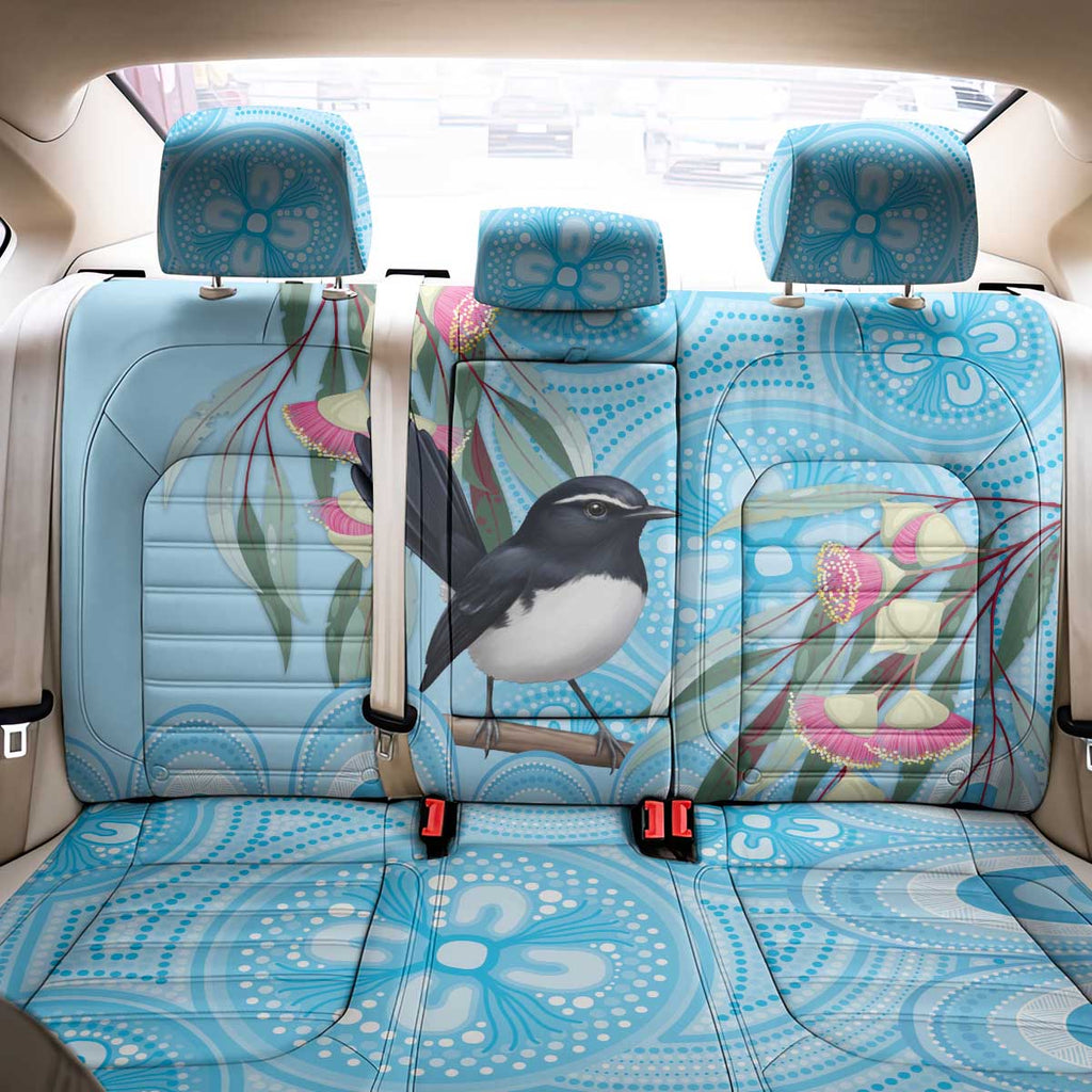 Willie wagtail Australia Back Car Seat Cover Eucalyptus Blossoms Aboriginal Art - Aussie Hoodie