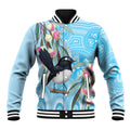 Willie wagtail Australia Baseball Jacket Eucalyptus Blossoms Aboriginal Art - Aussie Hoodie