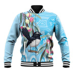 Willie wagtail Australia Baseball Jacket Eucalyptus Blossoms Aboriginal Art - Aussie Hoodie