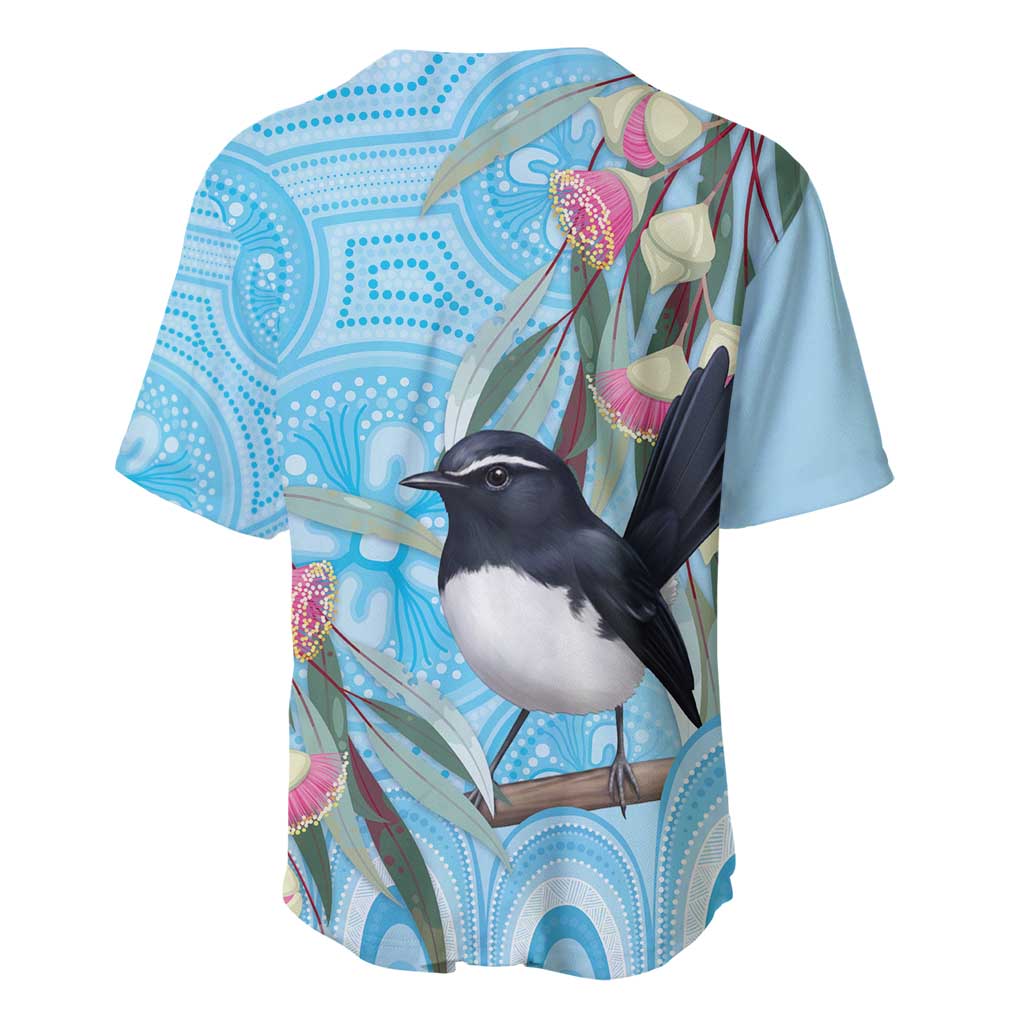 Willie wagtail Australia Baseball Jersey Eucalyptus Blossoms Aboriginal Art - Aussie Hoodie