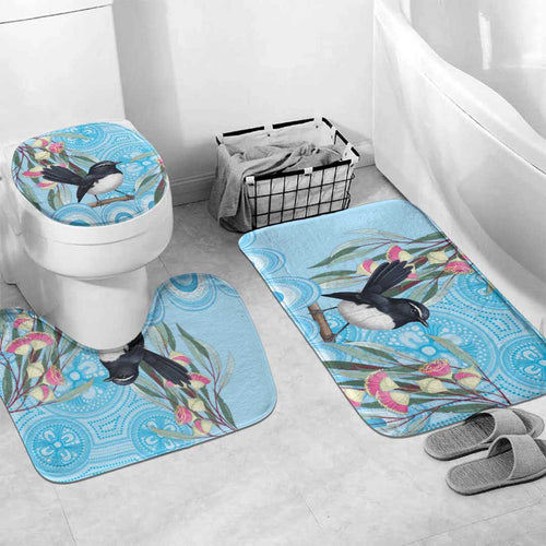 Willie wagtail Australia Bathroom Set Eucalyptus Blossoms Aboriginal Art - Aussie Hoodie