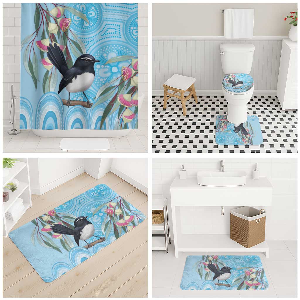 Willie wagtail Australia Bathroom Set Eucalyptus Blossoms Aboriginal Art - Aussie Hoodie