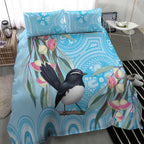 Willie wagtail Australia Bedding Set Eucalyptus Blossoms Aboriginal Art - Aussie Hoodie