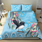 Willie wagtail Australia Bedding Set Eucalyptus Blossoms Aboriginal Art - Aussie Hoodie