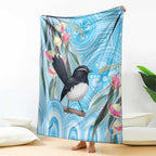 Willie wagtail Australia Blanket Eucalyptus Blossoms Aboriginal Art - Aussie Hoodie