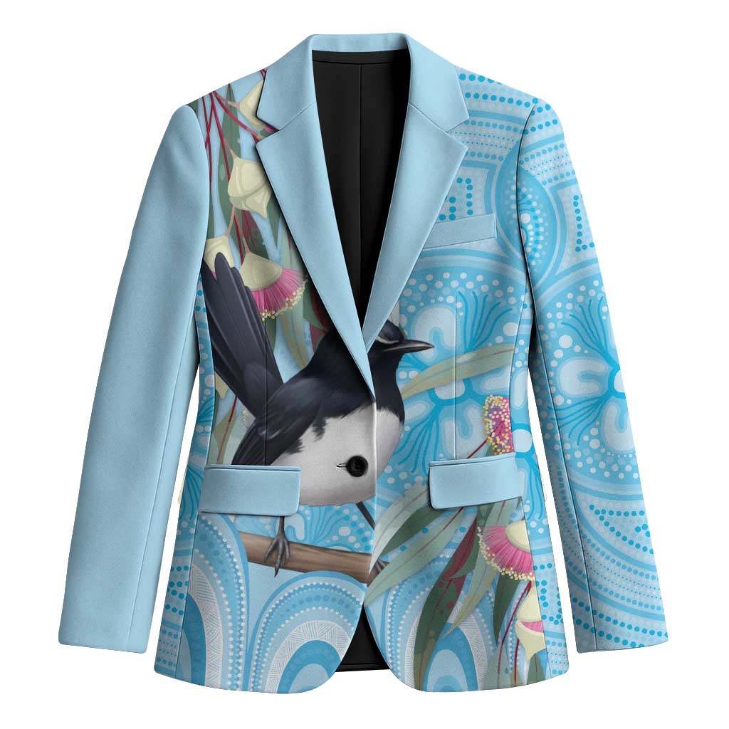 Willie wagtail Australia Blazer Eucalyptus Blossoms Aboriginal Art - Aussie Hoodie