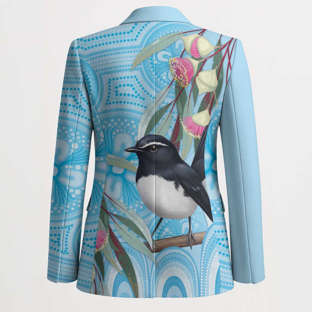 Willie wagtail Australia Blazer Eucalyptus Blossoms Aboriginal Art - Aussie Hoodie