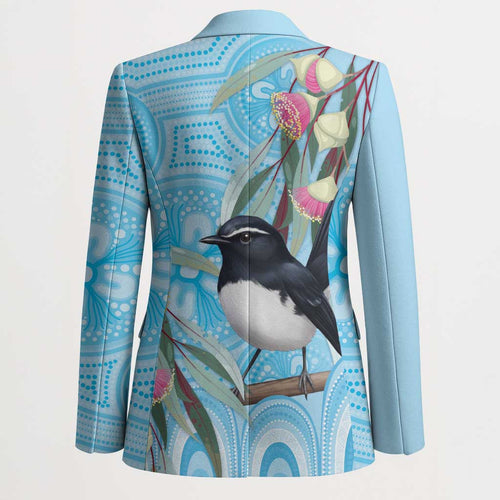 Willie wagtail Australia Blazer Eucalyptus Blossoms Aboriginal Art - Aussie Hoodie