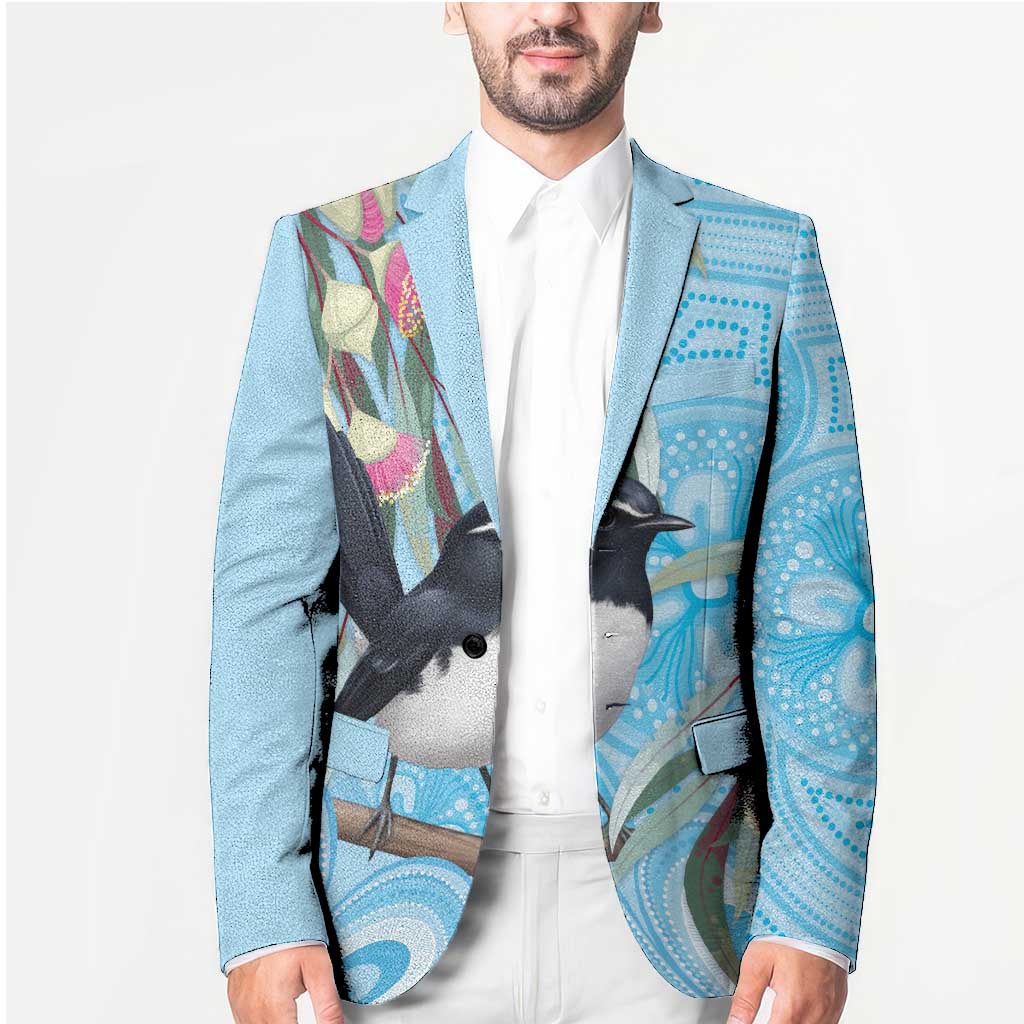 Willie wagtail Australia Blazer Eucalyptus Blossoms Aboriginal Art - Aussie Hoodie