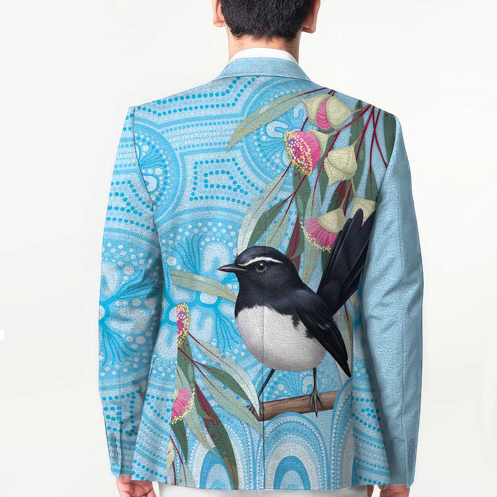 Willie wagtail Australia Blazer Eucalyptus Blossoms Aboriginal Art - Aussie Hoodie