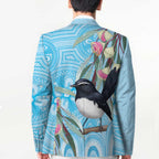 Willie wagtail Australia Blazer Eucalyptus Blossoms Aboriginal Art - Aussie Hoodie