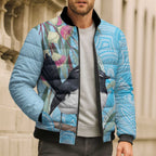 Willie wagtail Australia Bomber Puffer Jacket Eucalyptus Blossoms Aboriginal Art - Aussie Hoodie