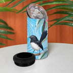 Willie wagtail Australia 4 in 1 Can Cooler Tumbler Eucalyptus Blossoms Aboriginal Art - Aussie Hoodie