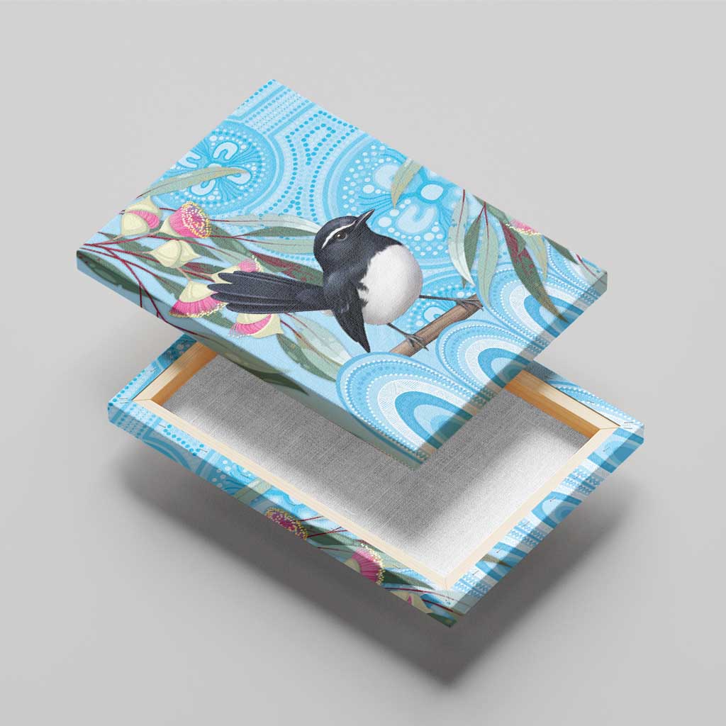 Willie wagtail Australia Canvas Wall Art Eucalyptus Blossoms Aboriginal Art - Aussie Hoodie