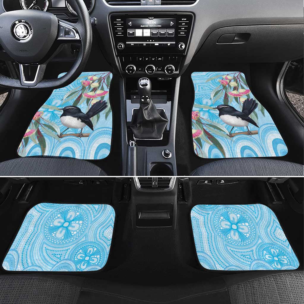 Willie wagtail Australia Car Mats Eucalyptus Blossoms Aboriginal Art - Aussie Hoodie