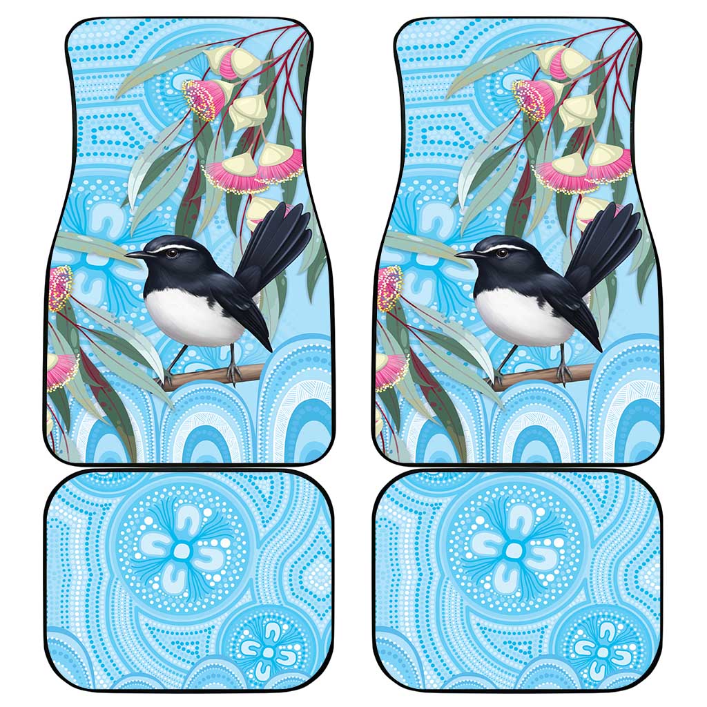 Willie wagtail Australia Car Mats Eucalyptus Blossoms Aboriginal Art - Aussie Hoodie